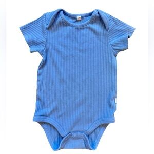 Baby Mori Blue Ribbed Bodysuit Size 3-6M